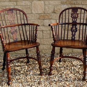 Pair of Yew Wood Windsor Chairs