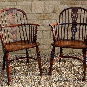 Pair of Yew Wood Windsor Chairs