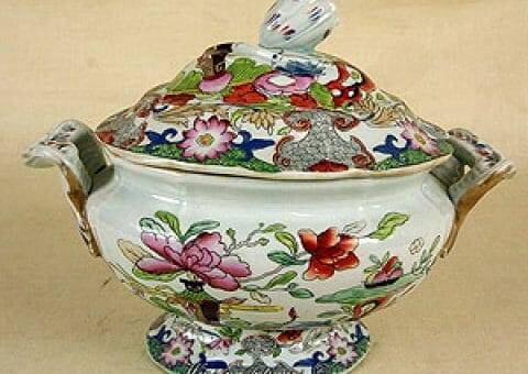 Mason's Ironstone China Sauce Tureen - Table & Flowerpot Pattern