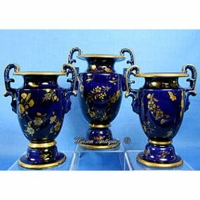 Rare Trio of Mason's Ironstone China Vases - Mazarine Blue