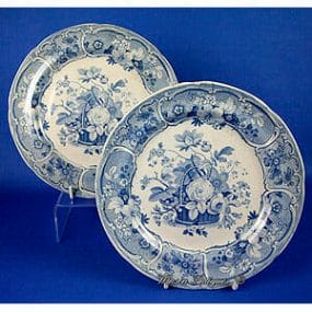 Pair of Mason's Earthenware Plates - Floral Basket Pattern