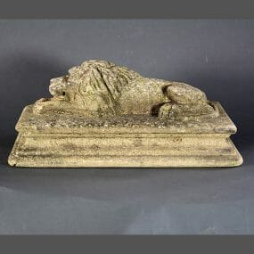 18th Century Stone Recumbent Carved Lion